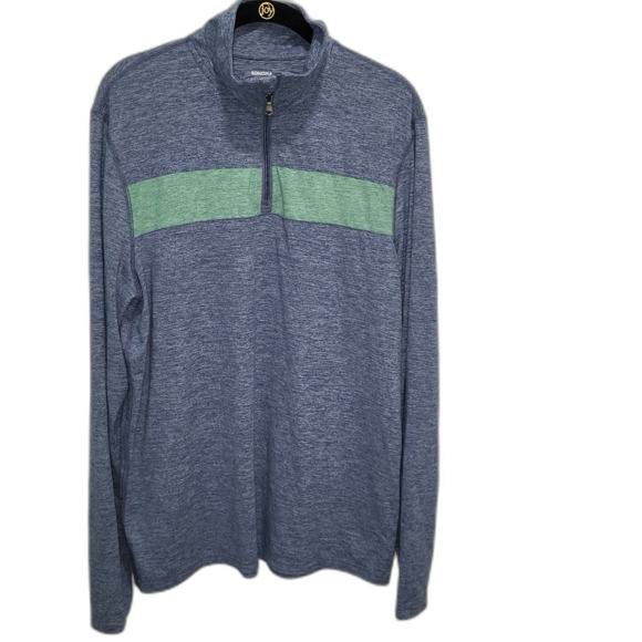 Sonoma Men's Heather Blue and Mint Zip-Up Sweater - Picture 1 of 3